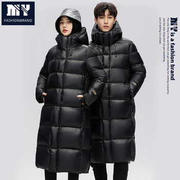 2025新款冬季过膝长款鹅绒服情侣男女同款羽绒服ML实付99.9元到手包邮