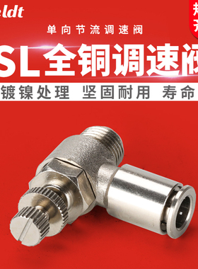 气管快速快插单向节流阀气动接头气缸调速开关SL802全铜镀镍601
