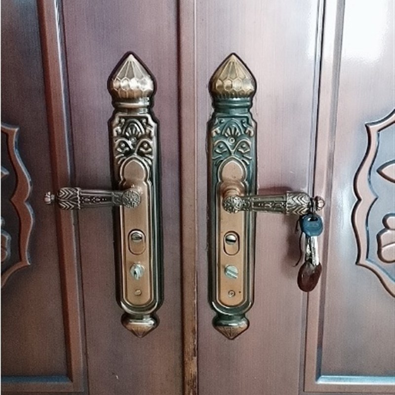 红古执手锁防盗门锁拉手整套面板把手 大门锁手柄 防盗门把手锁