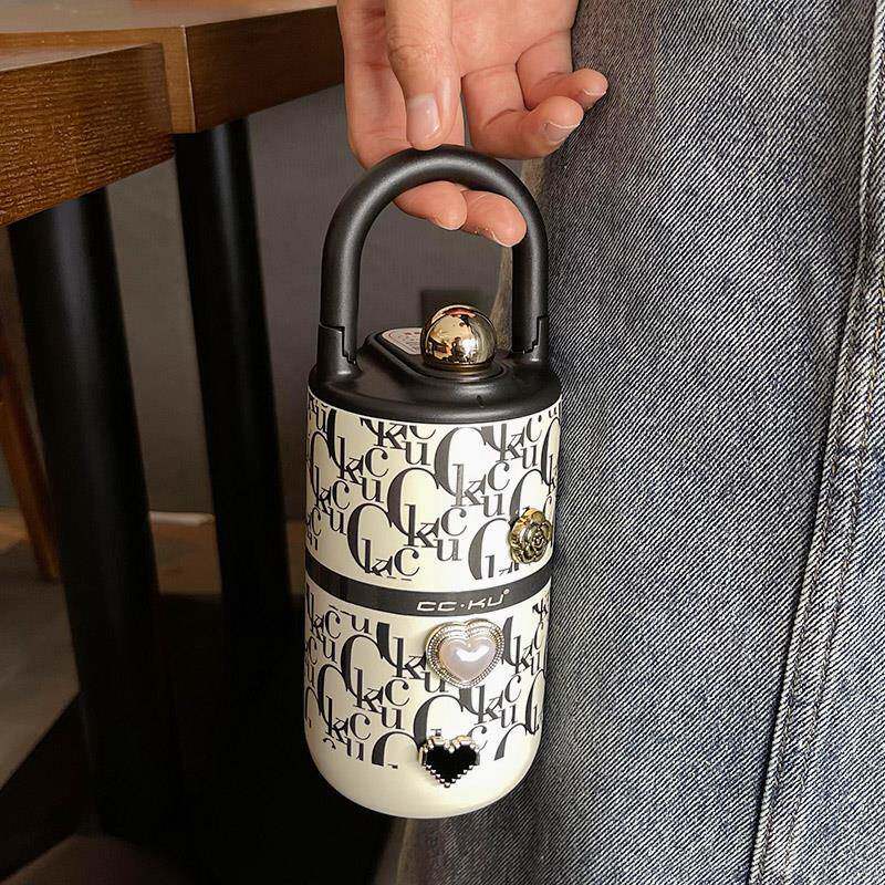 高颜值女生保温杯小巧便携男款水杯学生高级感吸管咖啡杯2024新款