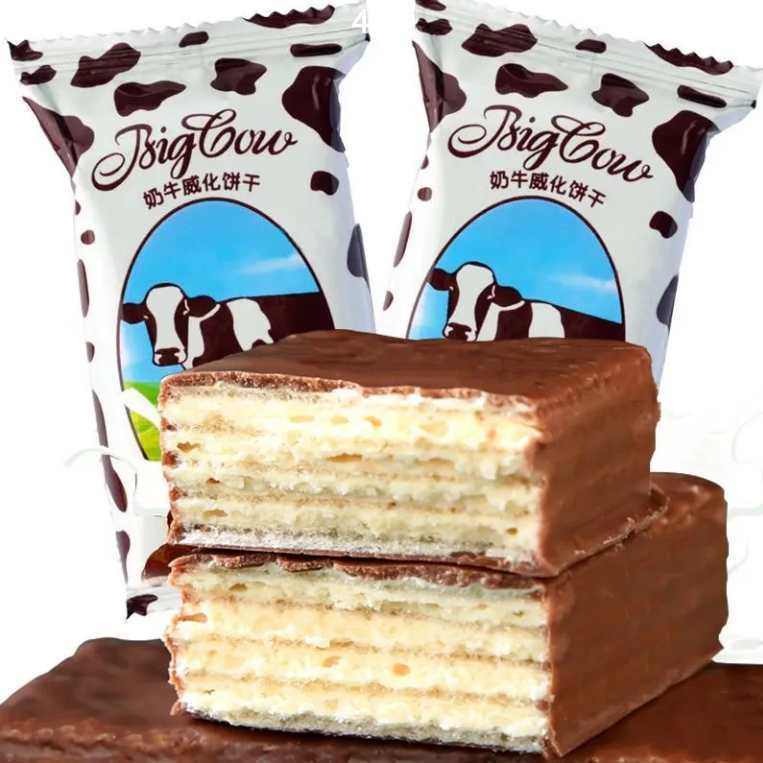 俄罗斯风味奶牛威化饼干散装批发巧克力正宗独立包装解馋零食整箱