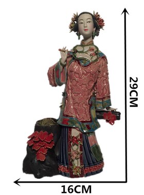 石湾公仔陶瓷仕女摆件林伟东大师特色商务礼品客厅玄关电视柜装饰