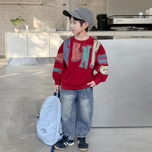 儿童卫衣男童童装2026新款春装男童长袖T恤男孩加绒加厚保暖冬装