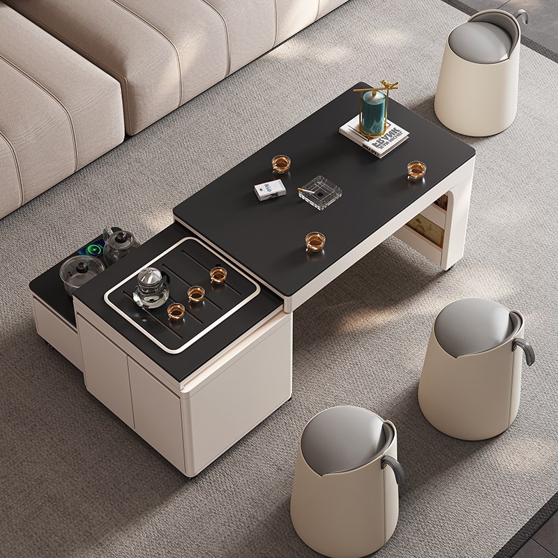 移动伸缩旋转岩板茶几轻奢现代简约小户型客厅家用茶桌2025新款