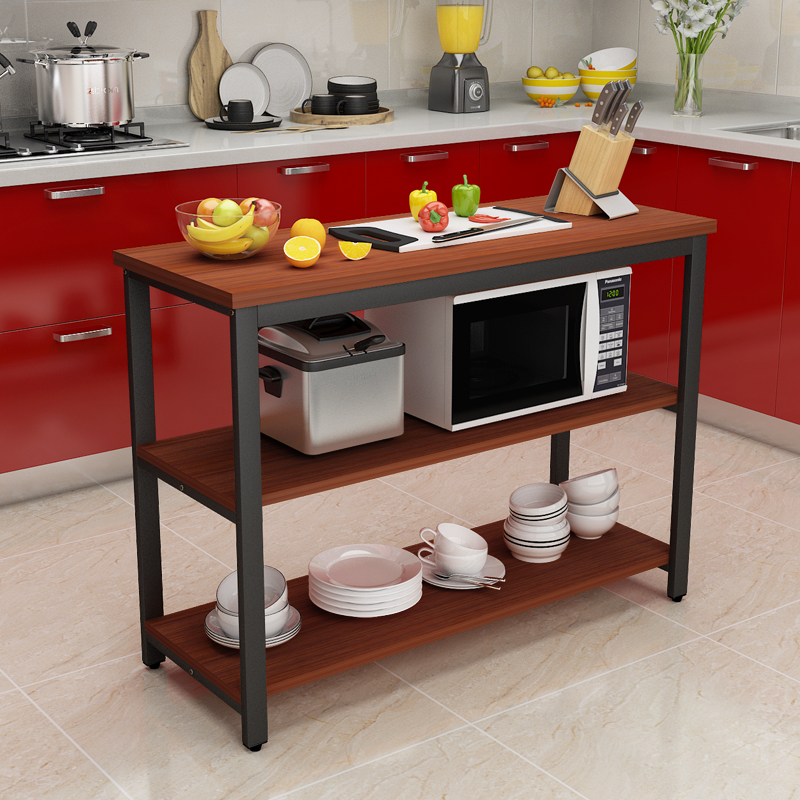 厨房切菜桌小桌子餐桌家用多功能钢木桌长桌定制置物架厨房操作台