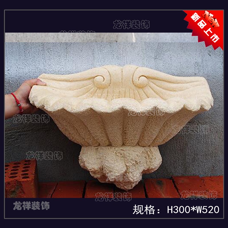 砂岩狮子头喷水接水盆背景墙喷泉雕塑动物浮雕喷口壁挂欧式温泉板