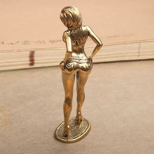 创意纯黄铜美女女孩小摆件肤白貌美大长腿身材模特性感小礼物