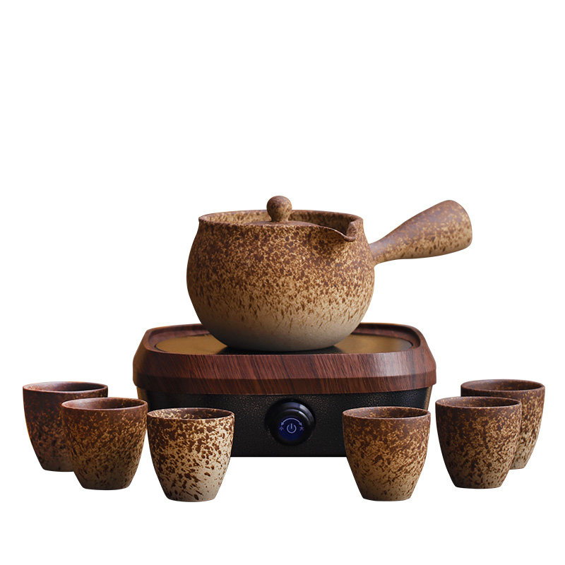 侧把煮茶壶陶瓷烧茶壶电热养身茶壶家用小型电陶炉煮茶器套装陶壶