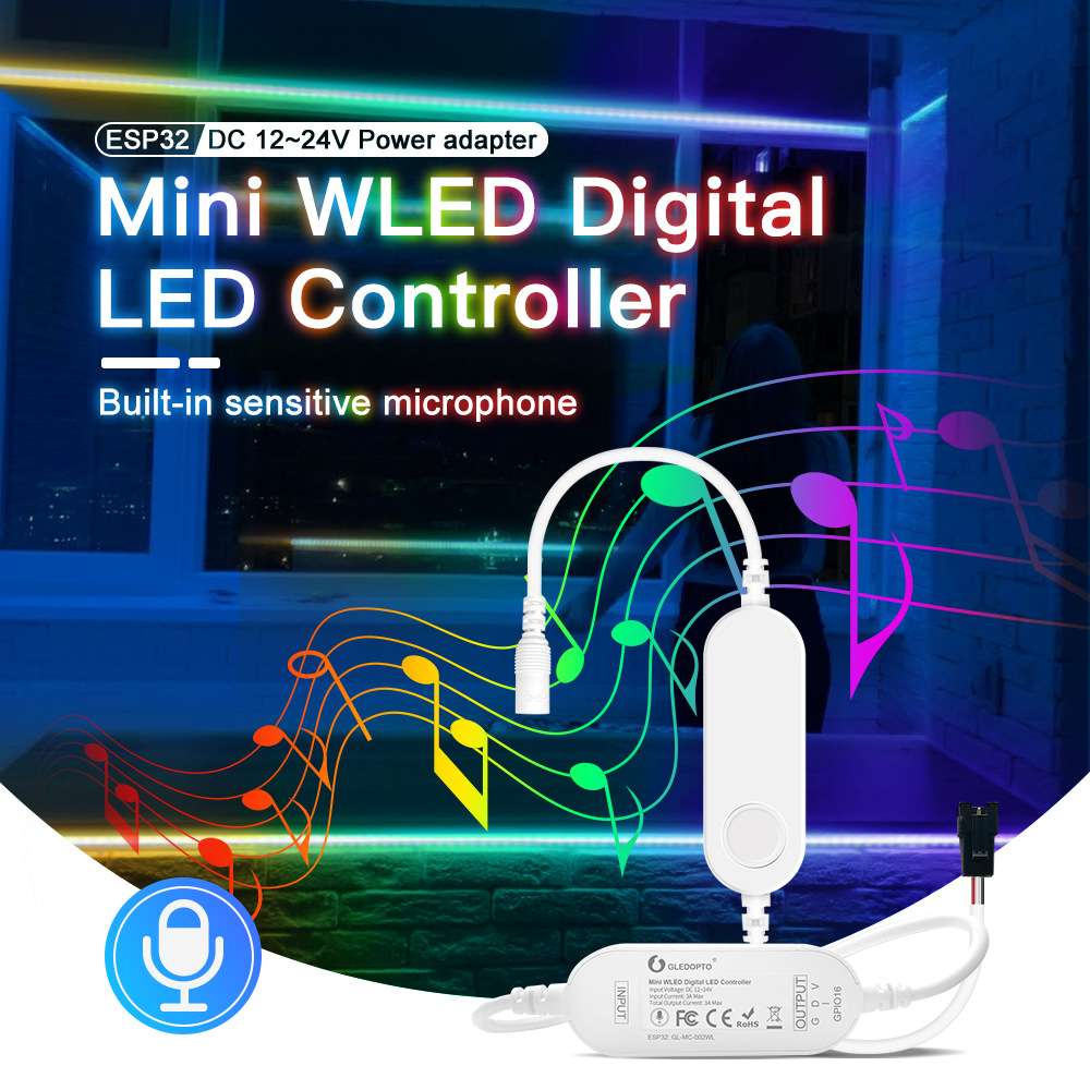 格乐德WLED ESP32迷你控制器 DC12-24V幻彩 DIY遥控语音APP控制3A