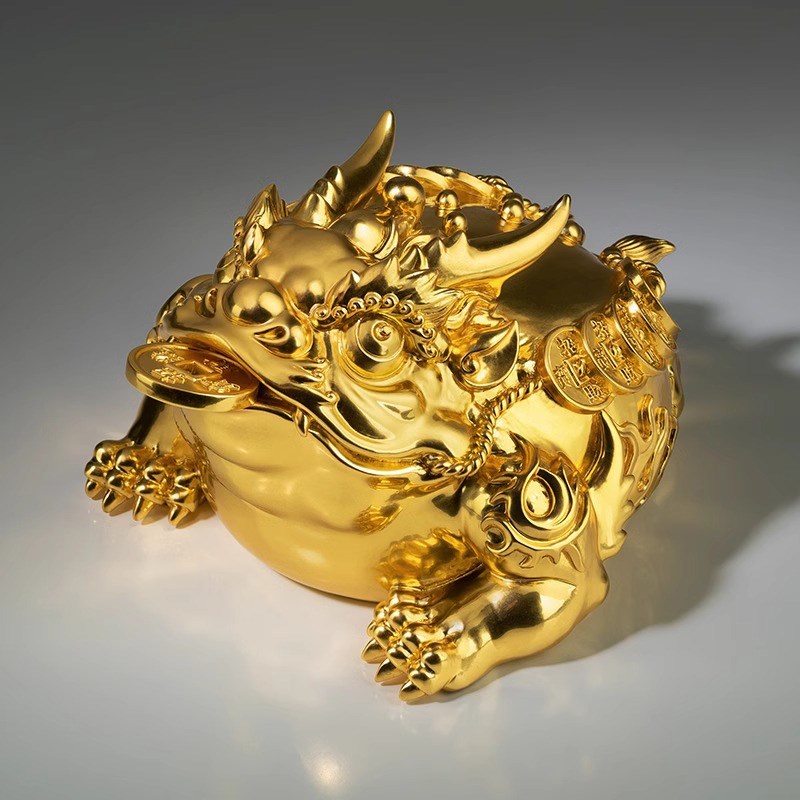 弗朗德《勇猛金蟾》玄关桌面铜摆件 家居装饰工艺品