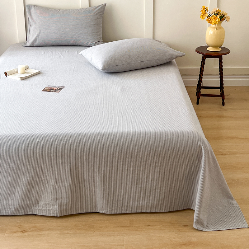 水洗棉条纹床单单件100全棉被单学生宿舍单人床罩三件套枕套2