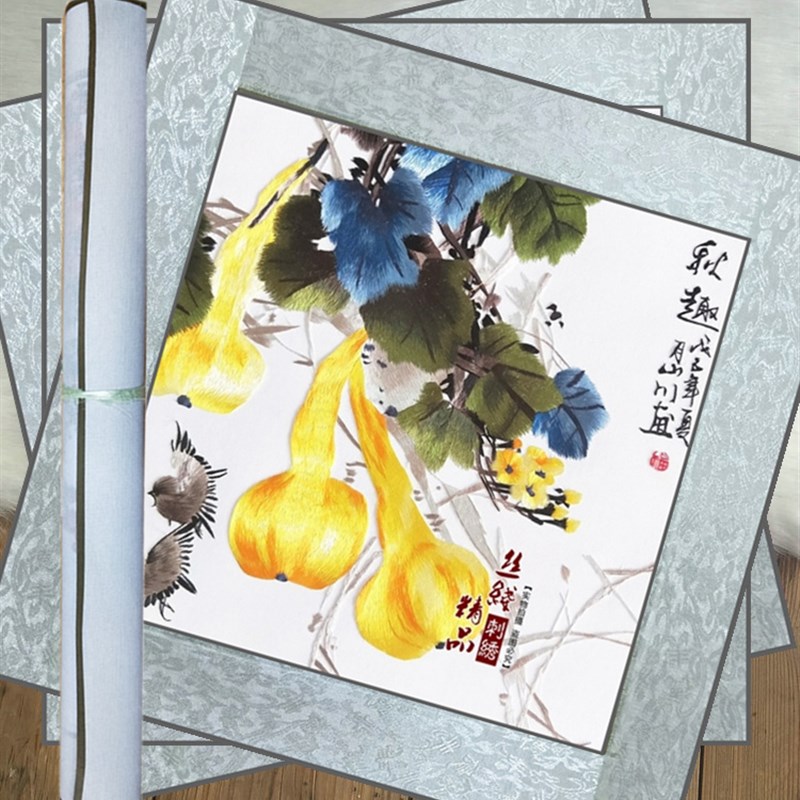 苏绣成品刺绣精品荷花鱼真丝刺绣挂画客厅三联画富贵有余刺绣画