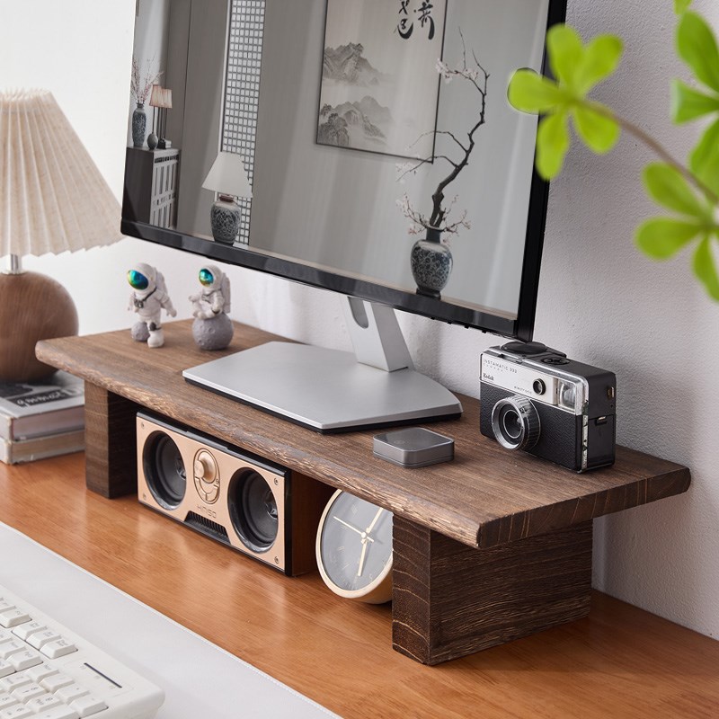 实木免安装可移动电脑电视增高架显示屏支撑架碳化板防腐护颈木板