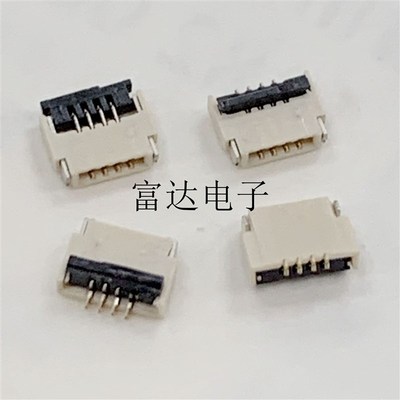 FPC连接器 0.5mm间距 4P前插后锁 双面接 H1.0翻盖 后锁 厚度1mm