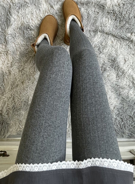 灰色麻花纹打底裤女外穿秋冬加绒加厚高腰显瘦连裤袜保暖2025新款