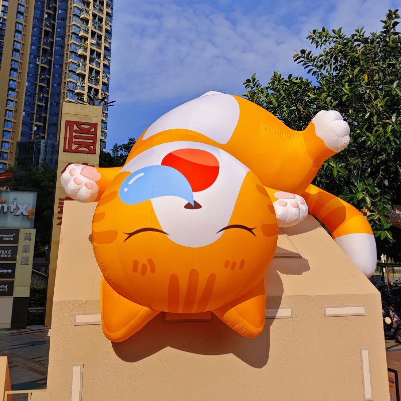 气模猫咪定制做充气卡通发光猫门头动物景区商场露营活动美陈气球