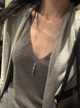 Y2K亚文化枯木吊坠项链女时尚小众设计锁骨链甜酷辣妹毛衣链配饰