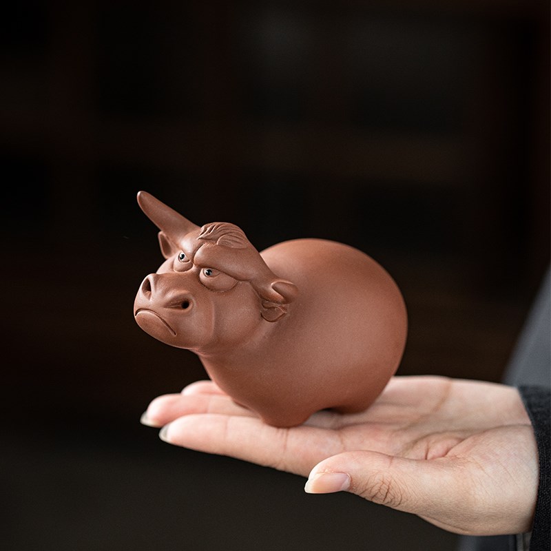 牛气冲天紫砂牛茶宠摆件创意生肖牛精品可养茶玩茶桌茶盘装饰品