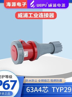 WEIPU威浦63A4芯防水工业连接器插座TYP2919 380V 3P+E IP67