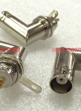 射频BNC-KWYD同轴50欧姆接头 BNC弯母带法兰信号插座Q9直角连接器