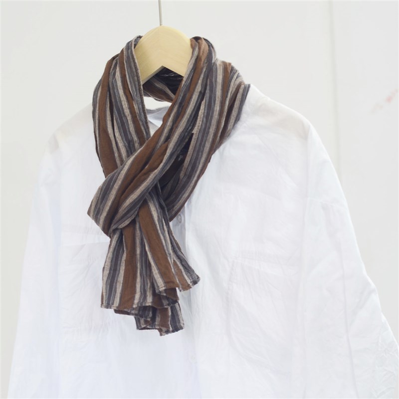 轻薄条纹围巾女 春秋日系文艺棉麻风百搭薄款秋冬季保暖加长2米