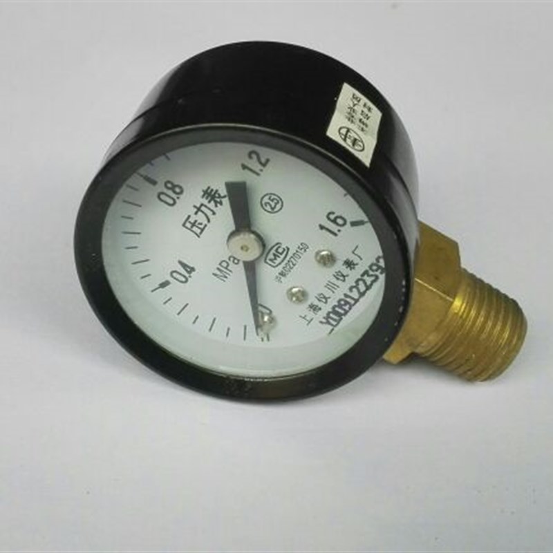上海仪川 直径40毫米压力表 立式 压力0-1.6mpa 螺纹pt1/4 y-40