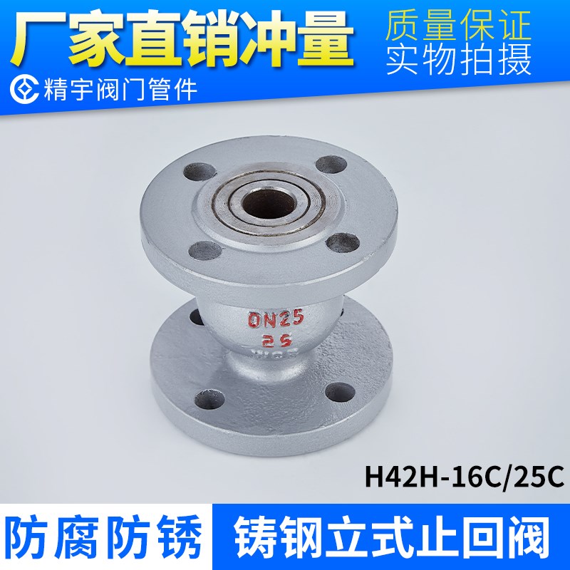 H42H-16C-25C铸钢WCB立式止回阀碳钢法兰消声逆止阀单向阀DN65 80