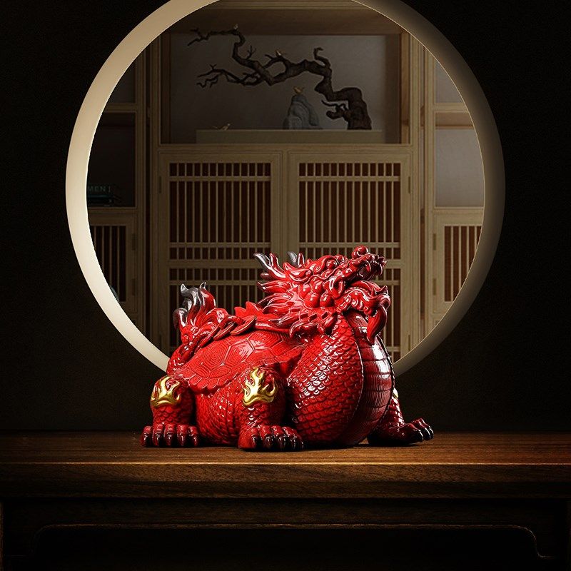 曾国清作品陶瓷龙龟麒麟貔貅摆件大号家居客厅装饰摆设工艺收藏品