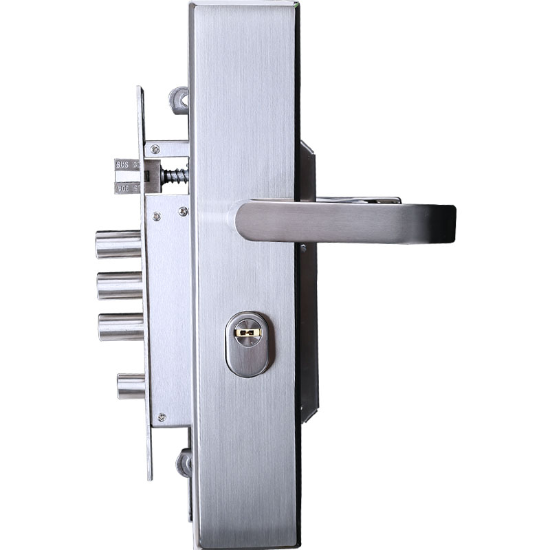 防盗锁304不锈钢防盗门锁套装锁具家用锁大门锁体把手锁芯C级