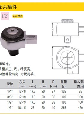 STANLEY史丹利棘轮头插件1/4扭矩扳手配件DR-001/002/003/004-22