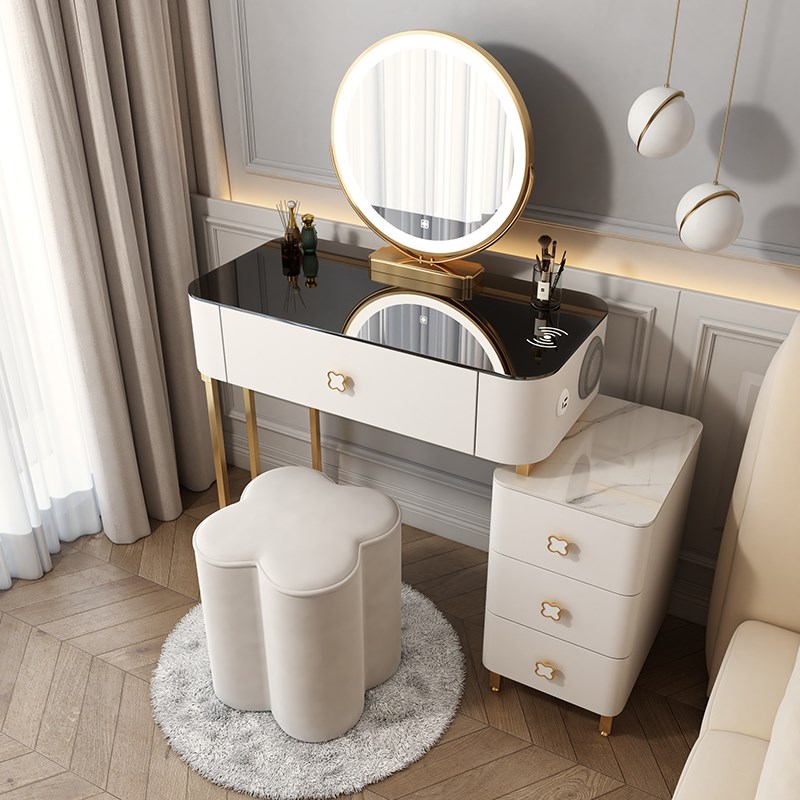 法式轻奢梳妆台斗柜一体现代简约小户型卧室床头窄化妆镜桌子书桌