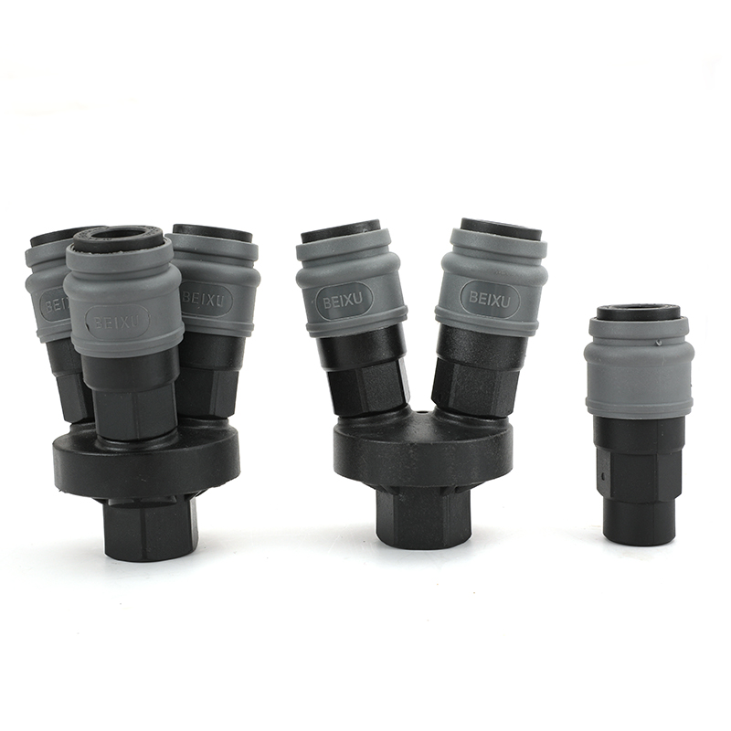 快速接头自锁C式 单通两通三通气管气动快插气泵空压机分金属塑钢