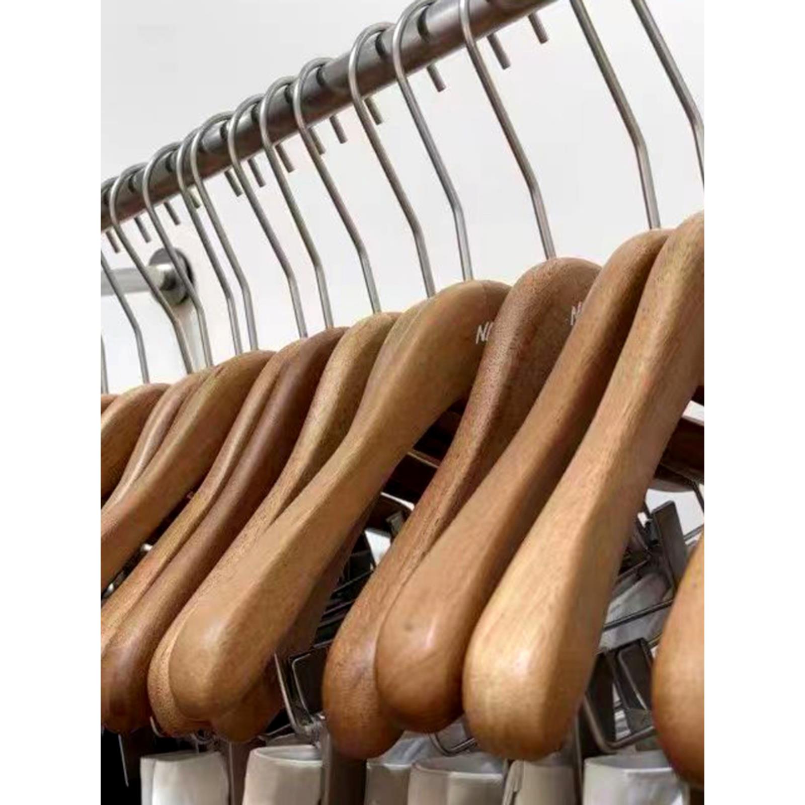 【品牌正品】logo定制服装店女装专用实木衣架加厚宽肩无痕胡桃木