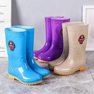 中筒春秋下雨天防水雨靴 雨鞋 女款 硅胶防滑牛筋底高筒保暖水鞋 胶鞋
