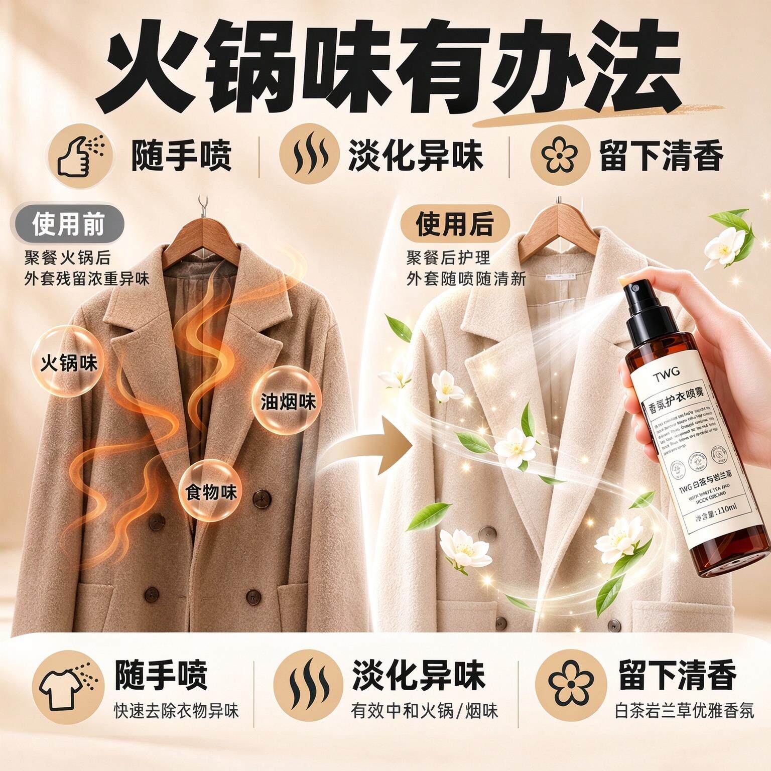 男士衣物香氛喷雾除味衣服免洗剂去异味持久除臭清新便携除螨衣柜