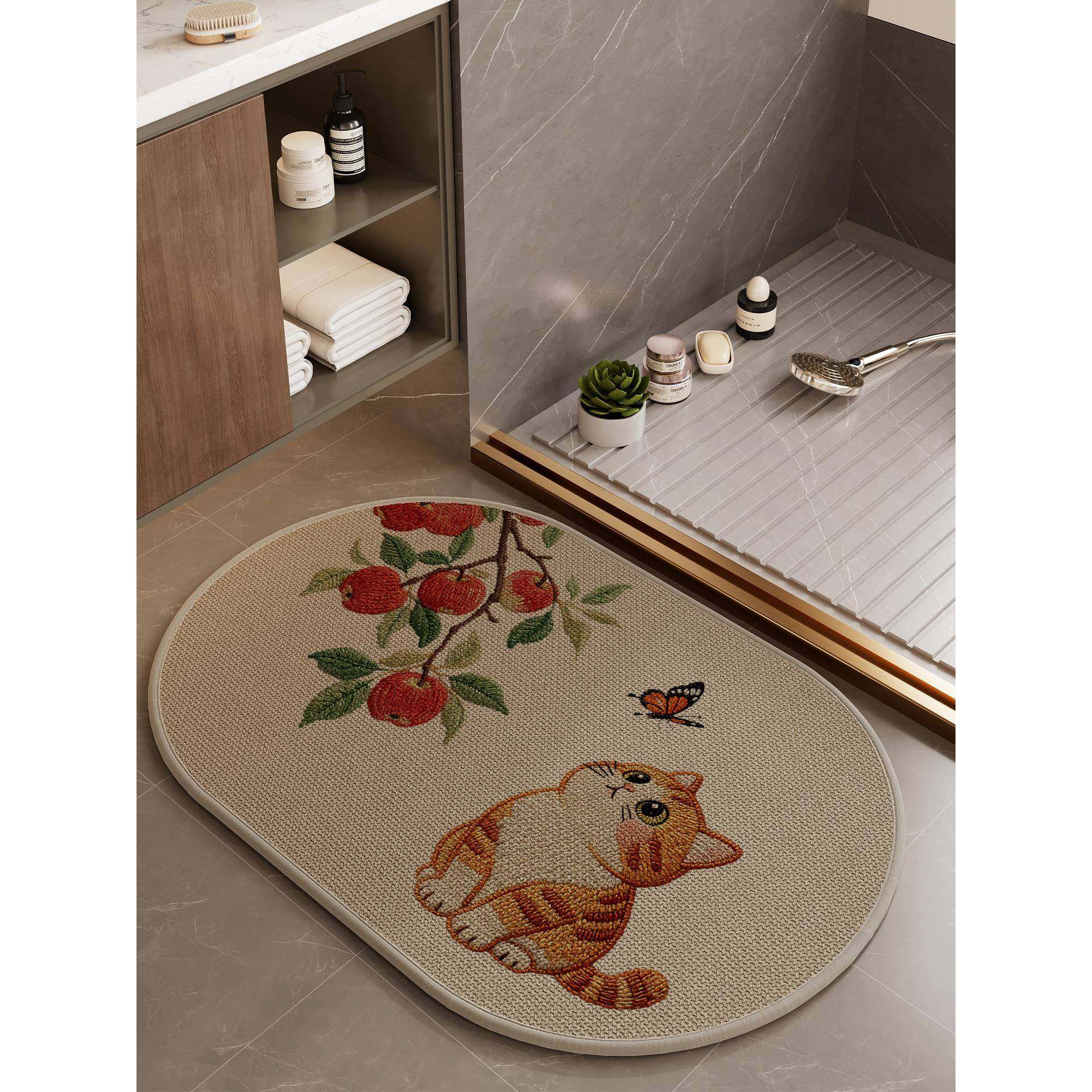 正品浴室地垫亚麻编织洗手间防滑脚垫卫生间吸水垫子厕所门口专用,居家布艺,家用脚垫,淘宝优惠券,粉丝福利购,淘宝优惠卷