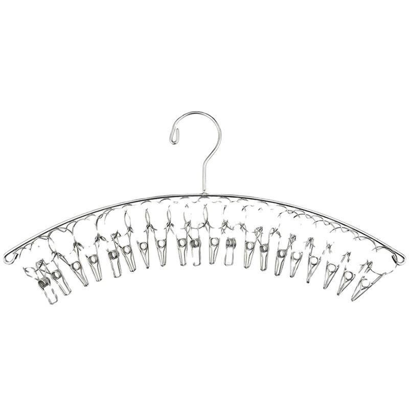 【品牌正品】家用衣架挂衣夹子晾袜子内衣内裤袜架不锈钢弧形衣架