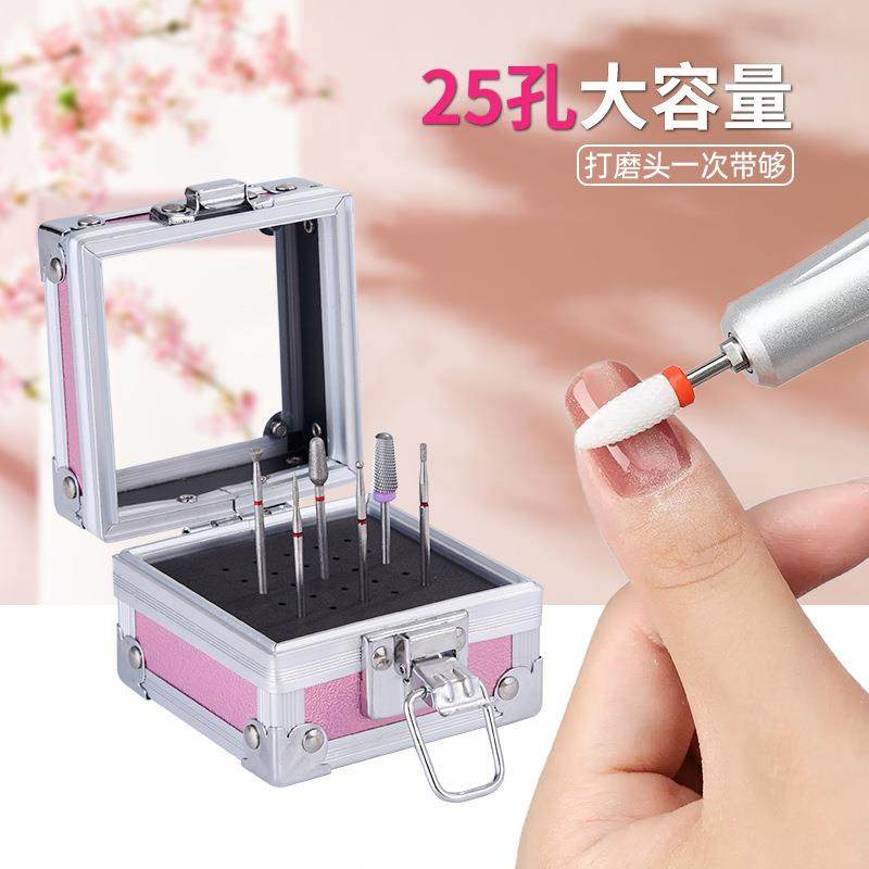 美甲箱盒桌上收纳铝合金25孔指甲箱底座通用透明展示盒化妆品金属,收纳整理,收纳箱,淘宝优惠券,粉丝福利购,淘宝优惠卷