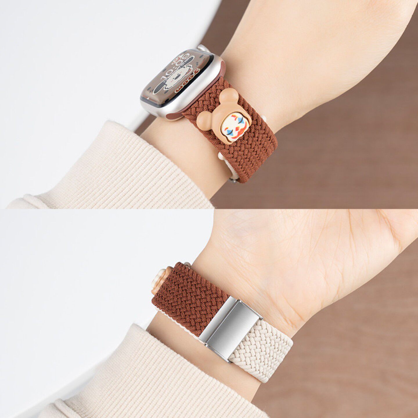 美派适用iwatch11表带苹果S10手表iwatch8可爱拼色编织S8女款S7夏天时尚S6红色新年SE高级运动7创意6智能新款