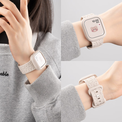 美派新款适用iwatch苹果s10手表表带豹纹硅胶表带applewatchs9运动硅胶表带s8夏天7简约se透气女款硅胶保护壳