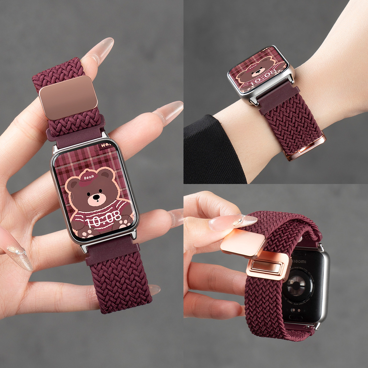 适用小米手环10手表表带9pro手表带新款编织新年红高级感磁吸腕带8智能手表链配件运动透气女款秋冬替换带