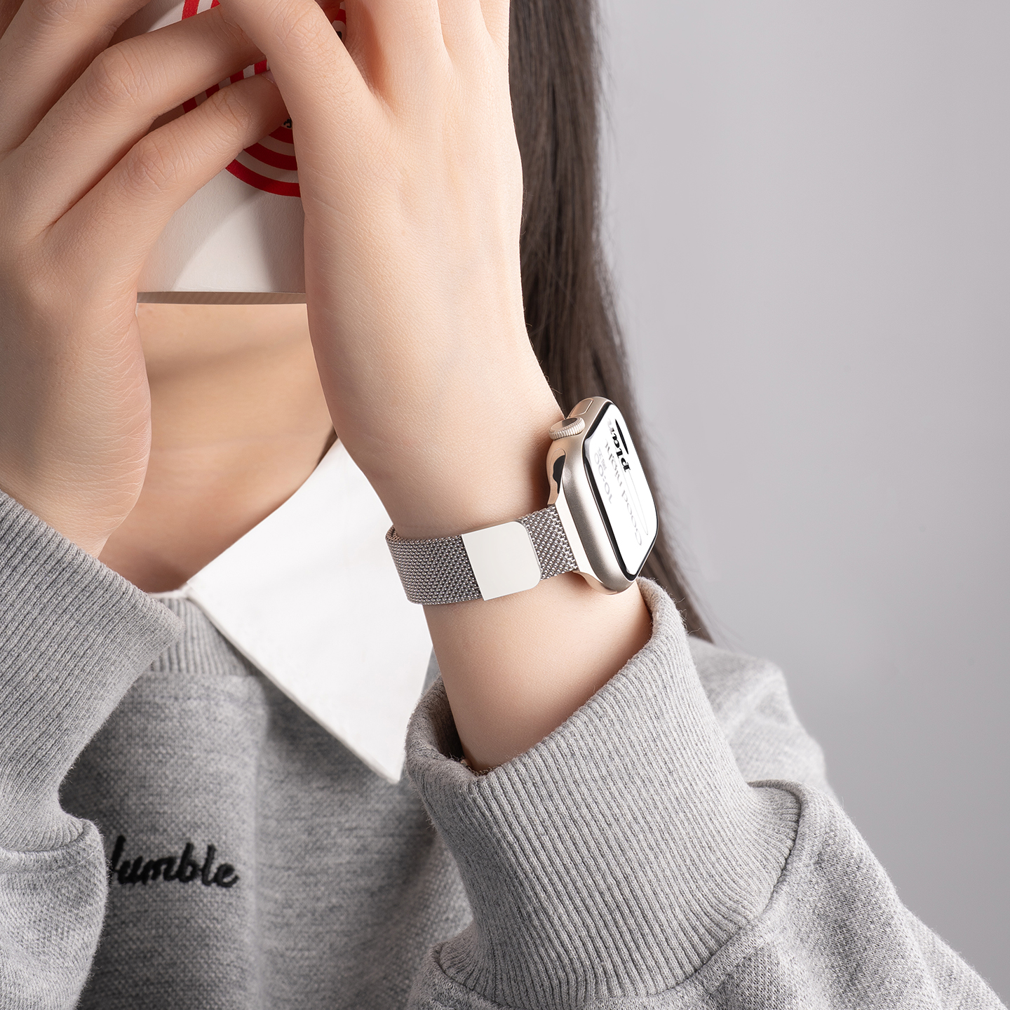 美派新款苹果s10手表带智能高级iwatchs9手表带表带米兰尼斯表带运动男applewatchs8夏季透气表带s7女款腕带