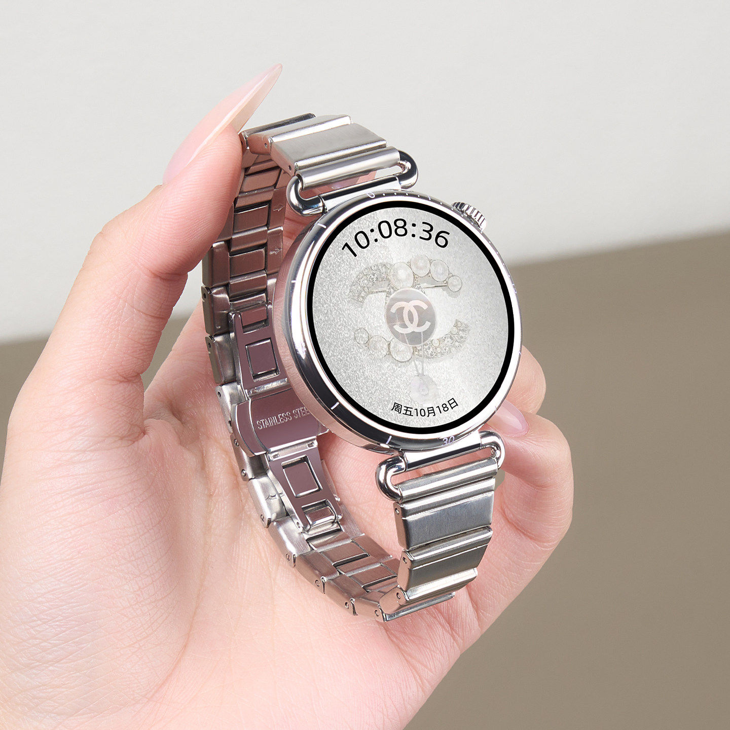 美派适用华为gt6表带手表gt5高级watchgt女款watch5手表带gt4智能pro腕带新款gt女士金属表链不锈钢41