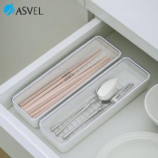 日本asvel筷子收纳盒家用厨房带盖防尘餐具筒抽屉勺子沥水架筷笼