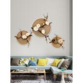 新中式 麻绳圆形装 饰画禅意家居壁饰挂件干花玄关客厅墙饰文艺覆古