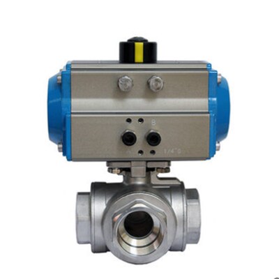 Q614F/Q615F 气动不锈钢丝口三通球阀L型/T型三通丝扣球阀4分 6分