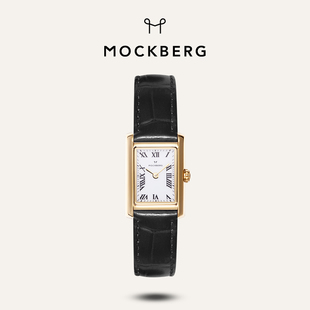MOCKBERG 高级轻奢防水石英表生日礼物 小方表 真皮女士手表时尚
