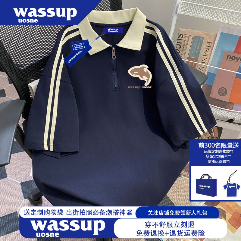 WASSUP UOSNE高质量纯棉polo衫短袖t恤男女2026新款夏季潮牌上衣