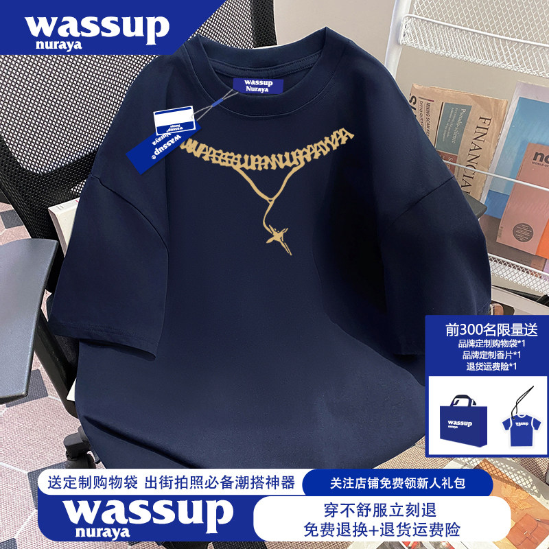 WASSUP NURAYA美式高街潮牌青少年短袖t恤男士夏季纯棉痞帅上衣服