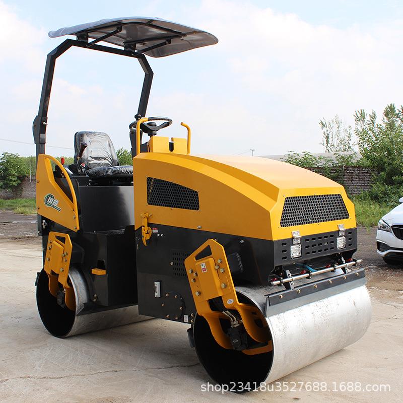 全液压振动小型压路机1吨3吨单双钢轮振动路面草坪手扶压路机厂家